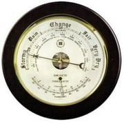 Bey-Berk Keota Barometer and Thermometer - Cherry Wood/Brass - 9-inch Diameter