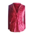 thumbnail image 5 of VEKDONE 2026 Womens Velvet Blazer Cozy Lightweight Outerwear Retro Buttons Long Sleeve Pokets Jacket Cardigan Coat Party Blazers Red XL, 5 of 5