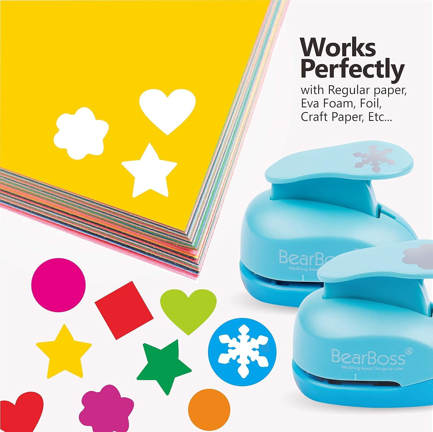 6 Craft Hole Punch Shapes 1 Inch Paper Punches for Crafting Handmade Scrapbooking Punches Mix Shapes Designs for Kindergarten Teacher Office Supplies by