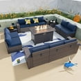 thumbnail image 4 of Gotland 13 Pieces Outdoor Patio Rattan Wicker Furniture Set with 43" Fire Pit Table Set Outdoor Steel, 4 of 9