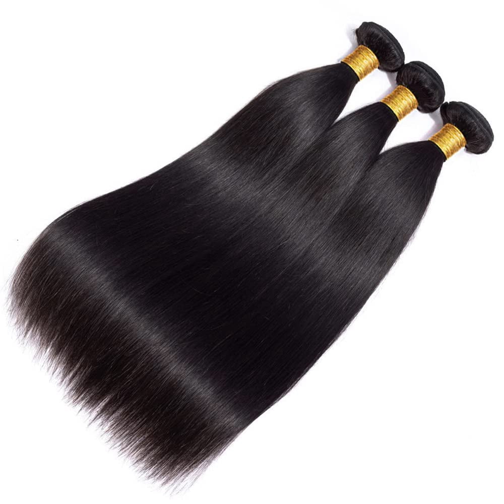 USTAR Straight Hair 1 Bundles Brazilian Virgin Human Hair Natural Black Color #1B Bundles Straight 10 Inch 100% Unprocessed Virgin Hair Straight Weave Hair Human Bundles