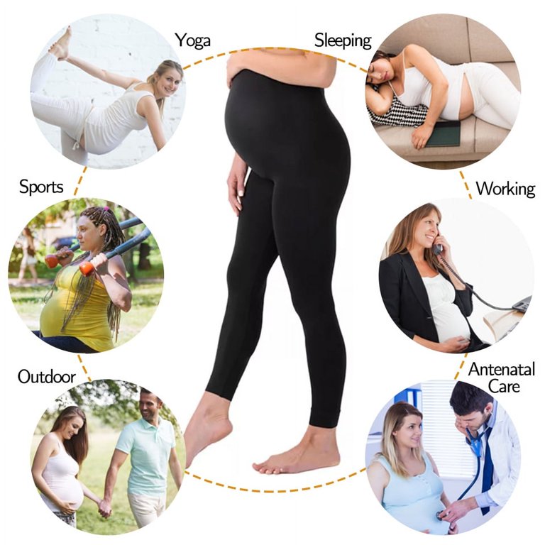 2 Pack Women's Maternity Workout Leggings Over The Belly Pregnancy