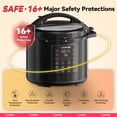 thumbnail image 6 of CARORI 1200W 12-in-1 Electric Pressure Cooker 8Qt Stainless Steel Pressure Cooker, Slow Cook Rice Cooker Steamer Sauté, Yogurt Maker, Warmer & Sterilizer with Recipe, Safer Venting Design, Black, 6 of 13