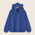 thumbnail image 2 of Htigea Womens Bear Ears Hoodies Sherpa Fleece Hooded Sweatshirts Oversized Long Sleeve Pullover Tops Blue S, 2 of 8