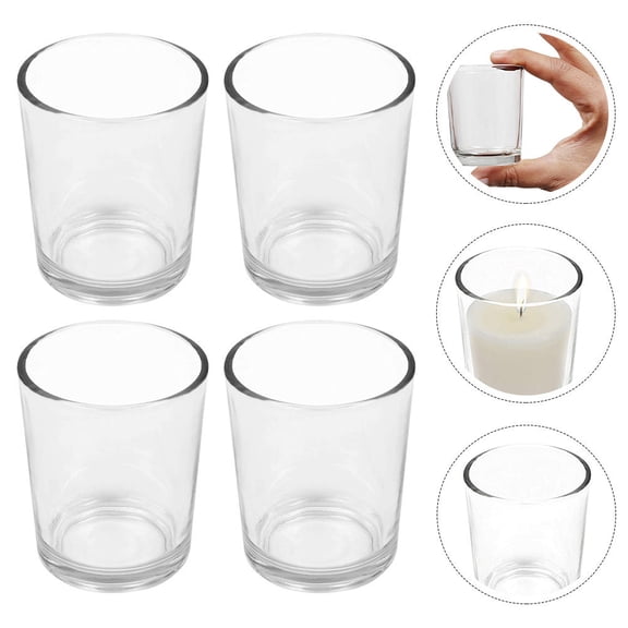 ROSENICE Transparent Glass Candle Cups for Decor and Practical Home Wedding Use 4pcs