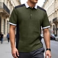thumbnail image 2 of Color Block Polo Shirts for Men Summer Casual Short Sleeve Textured Collared Slim Fit Work Tshirts Golf Shirt, 2 of 9