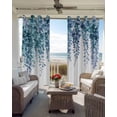thumbnail image 6 of Teal Eucalyptus Leaf Blackout Curtains for Bedroom Living Room Darkening Curtains 63 Inches Long Spring Botanical Watercolor Window Curtain 2 Panels Set Window Treatment Grommet Drapes 52"x63", 6 of 9