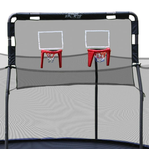 SKYWALKER TRAMPOLINES Double Basketball Game Attachment for 15 FT Round Outdoor Trampolines, Soft Materials for Safe Dunking