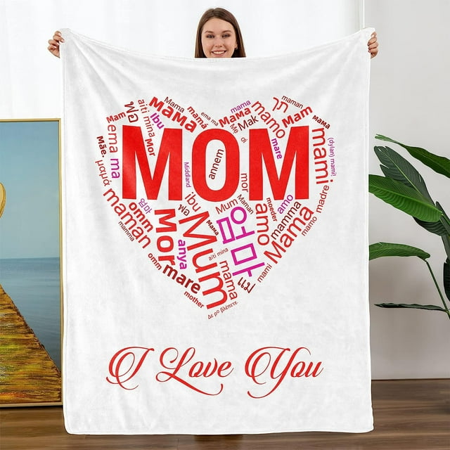 LHSHID Christmas Birthday Gifts for Mom Wrap Love Around Mom Mom Anniversary Christmas Birthday Gifts from Daughter Son Presents for Mother I Love You Mom Blanket 60x80in