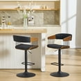 thumbnail image 3 of Dayalane Counter Height Bar Stools Set of 2, Modern Adjustable Height Barstools, Kitchen Island Chairs with PU Leather Upholstery Barrel Back for Dining Room Home Bar Patio Club, Black, 3 of 11
