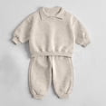 thumbnail image 4 of ZACPNCV Kids Warm Fleece Sweatsuit Boys Girls Solid Color Long Sleeve Pullover Sweatshirt with Jogger Pants 2 Piece Lounge Set 18-24Months Beige, 4 of 8