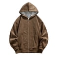 thumbnail image 3 of Gibobby Sudaderas hombre Sudadera de Forro Polar con Cierre Complet Chamarra de Lana para Hombre(Marrón,CH), 3 of 5