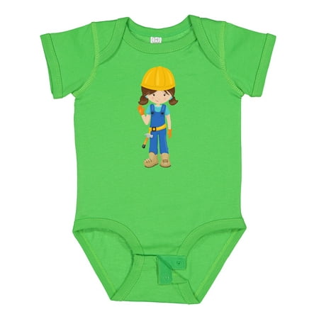 

Inktastic Construction Girl Brown Hair Cute Girl Hammer Gift Baby Girl Bodysuit