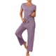 thumbnail image 2 of Conjunto de pijama casual de modal de manga corta para mujer INSPIRE CHIC de 2 piezas, pantalones largos, sudadera XL morado, 2 of 6