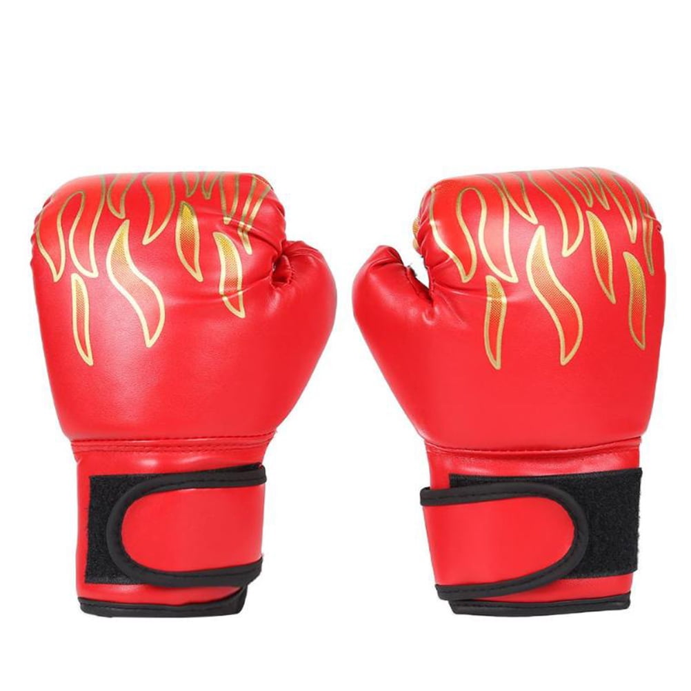 1 Pair Kids Children Boxing Gloves Professional Flame Mesh Breathable PU 