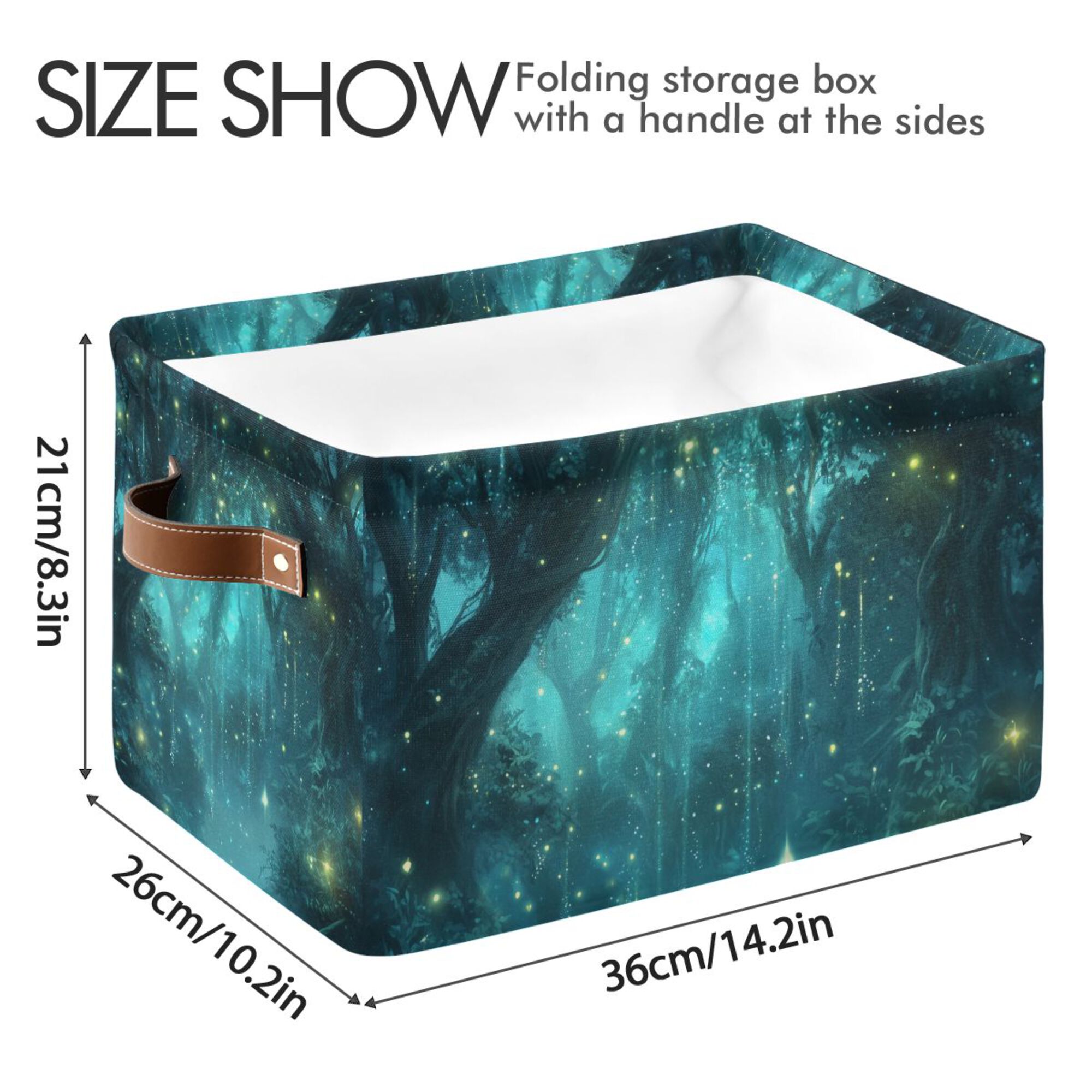 Yayeee Canvas Storage Basket with Handles for Shelves Fabric Bins Closet Organizer, Magical Forest