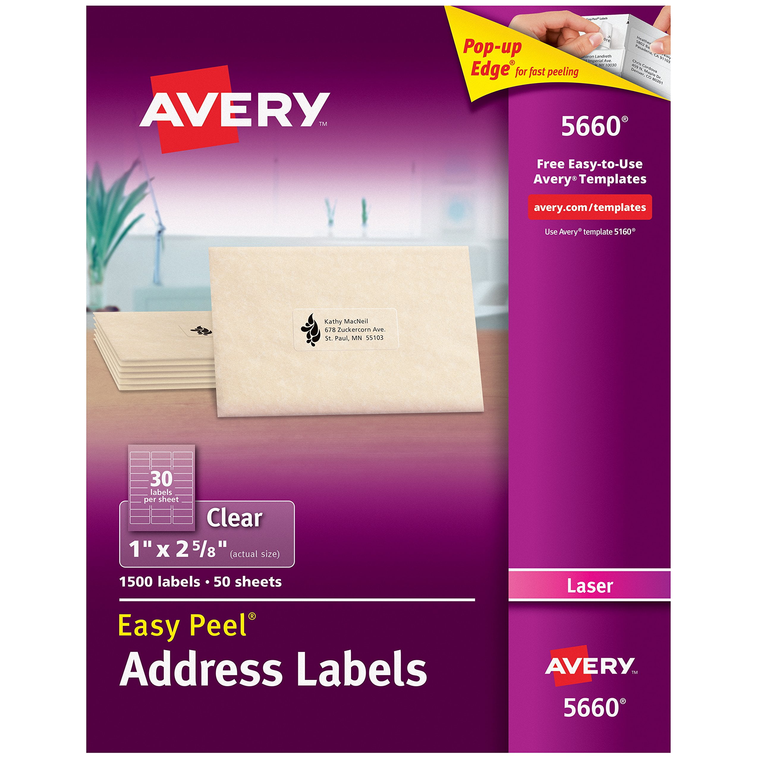 Avery Matte Frosted Clear Address Labels for Laser Printers, 1