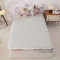 thumbnail image 4 of Castle Fairy Floral Perfume Print Zipper Twin Comforter Sets with Fitted Sheet and 2 Pillowcases,Vintage Watercolor Flowers Pattern Zipper Bedding Set,Pink Purple,Grey Reversible,4-Piece, 4 of 6