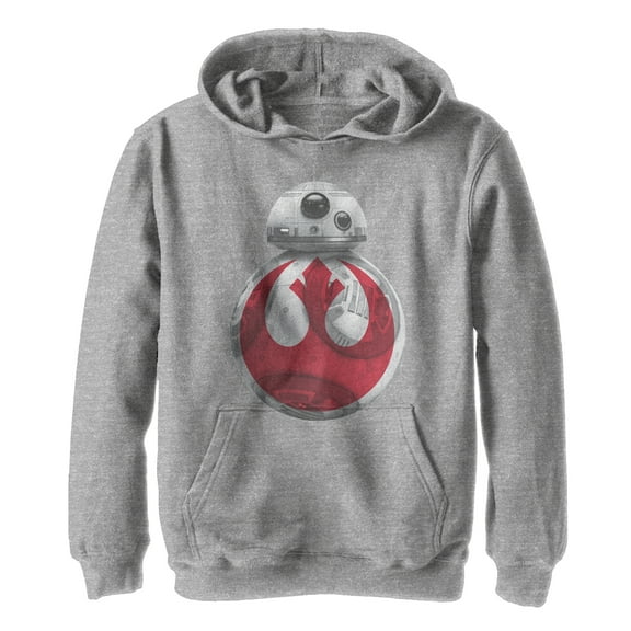 Boy's Star Wars The Last Jedi BB-8 Rebel Symbol  Pull Over Hoodie Athletic Heather Large