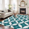 thumbnail image 2 of Abstract Geometric Area Rugs 5'x7', Washable Small Throw Rugs for Laundry Room Playroom, Vintage Rhombus Circle Texture Green Indoor Outdoor Rug Non-Slip Low Pile Carpet Runner Reversible Floor Mats, 2 of 8