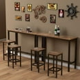 thumbnail image 2 of Giantex 3 Piece Bar Table Set, Pub Height Dining Table Set w/Counter Height Backless Stools, 39.5" Bar Table with 2PC 28" Bar Stools, Breakfast Table Set for Pub, Bistro, Apartment, Rustic Brown, 2 of 10