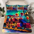 thumbnail image 2 of Erosebridal Steam Engine Train Sheet Set Queen, Transportation Theme Bedding Sets, 4pcs, 2 of 6