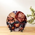 thumbnail image 3 of Lsque Chucky Pattern Ceramic Decorative Plate Decorative Plates with Display Stand Personalized Porcelain Plate Ceramic Ornaments for Wall Hanging Decoration-7in, 3 of 6