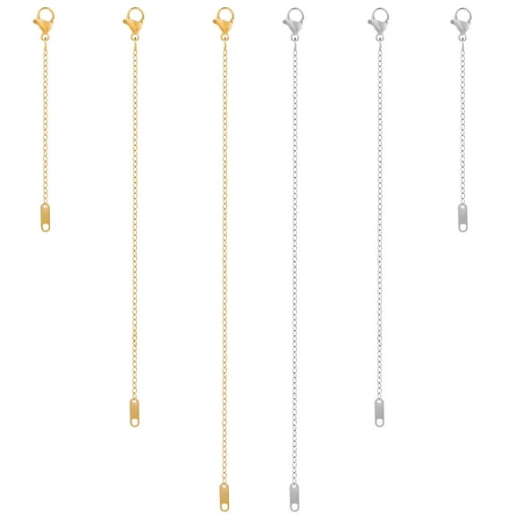 6 Pcs Gold and Silver Plated Necklace Extenders for Necklaces, 2", 4", 6" Delicate Necklace Extender Chain Set for Women Jewelry Making