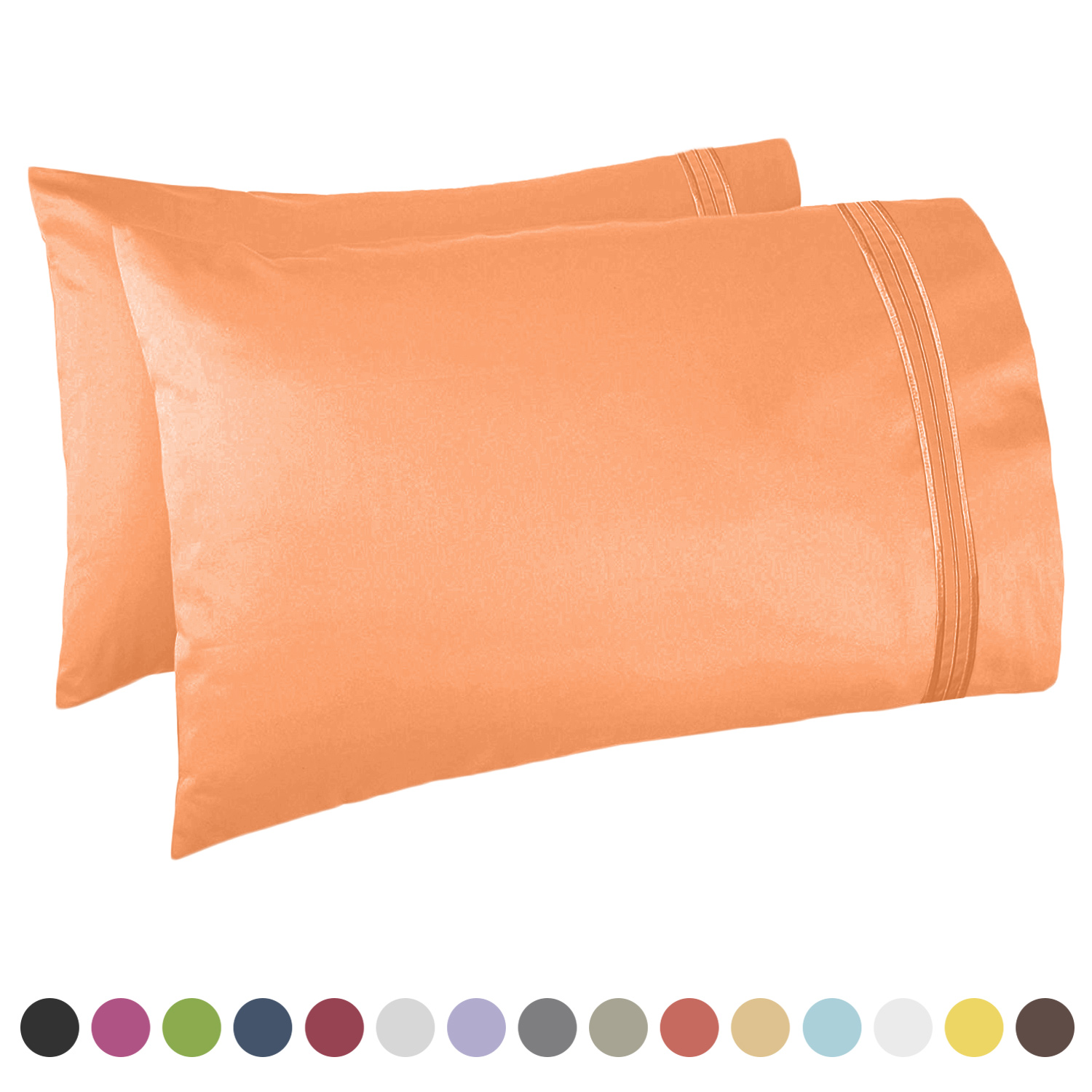 Nestl Premier 1800 Pillowcase - 100% Luxury Soft Microfiber Pillow Case Sleep Covers - Hypoallergenic Sleeping Encasements - Queen Standard Size (20"x30"), Apricot Buff Orange, Set of 2 Pieces
