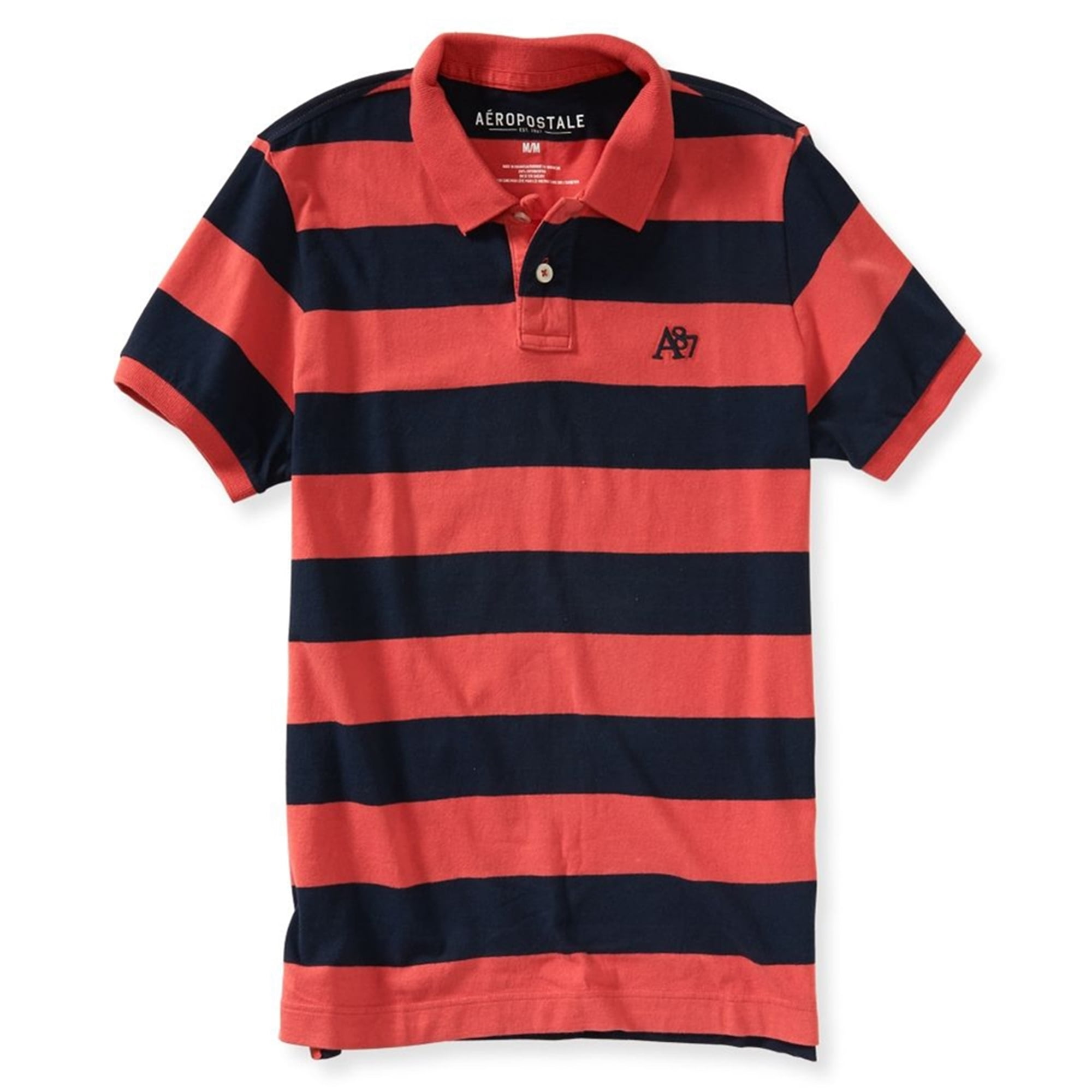 Aeropostale Mens Striped A87 Rugby Polo 