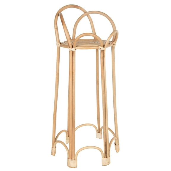 Kouboo Rattan Loop Indoor Plant Stand, Outdoor Plant Shelf, Décor Rack For Plants, Wicker Plant Stand, 26 inches, Natural