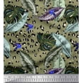 thumbnail image 1 of Soimoi Polyester Crepe Fabric Leopard Skin,Monstera & Palm Leaves Tropical Printed Craft Fabric by The Yard 42 Inch Wide, 1 of 1