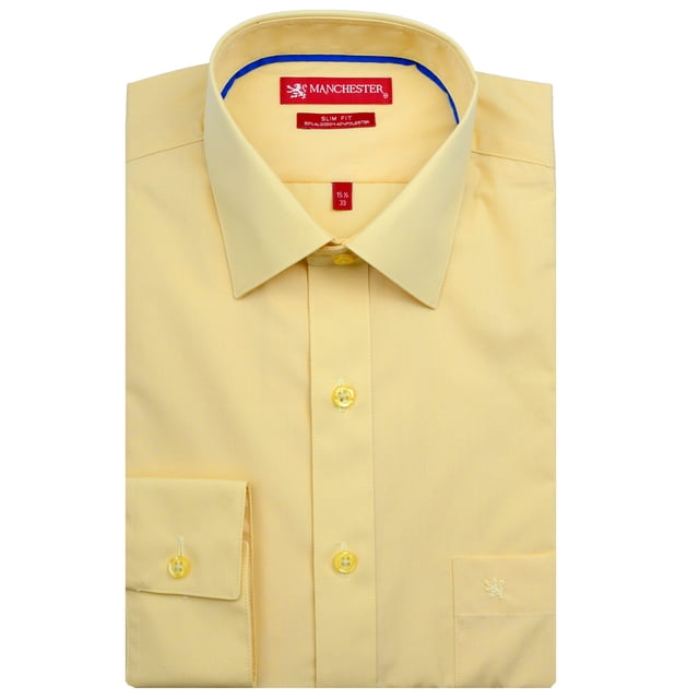 Manchester Camisa de Vestir Slim Fit Trigo, 17.5" Cuello 34" Manga Manchester 59960A