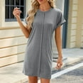 thumbnail image 2 of BLVB Women Summer T Shirt Mini Dress Casual Loose Crew Neck Short Sleeve Tunic Dresses Fashion Sundress, 2 of 7