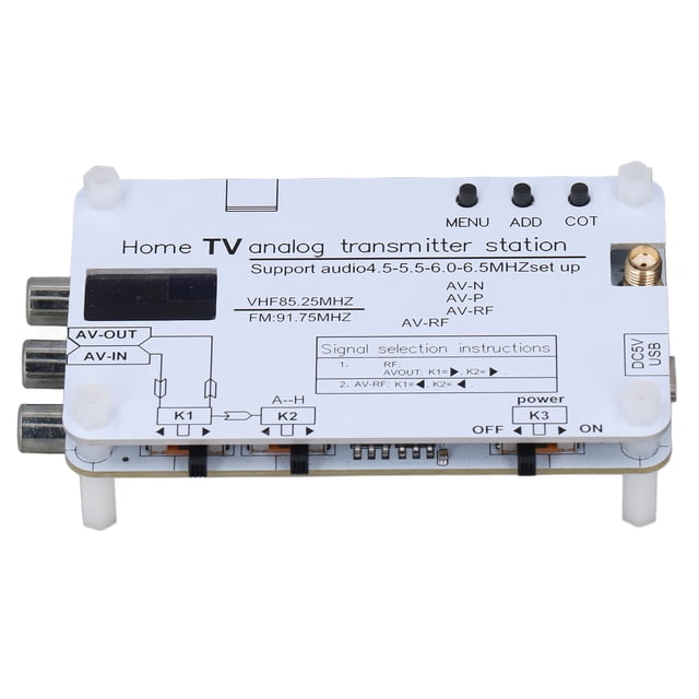 Transmisor De TV Analógica, Estación Transmisora analógica De TV Doméstica De Frecuencia Ajustable Multifuncional Compatible Con Múltiples Fuentes Con Antena Para Sonido