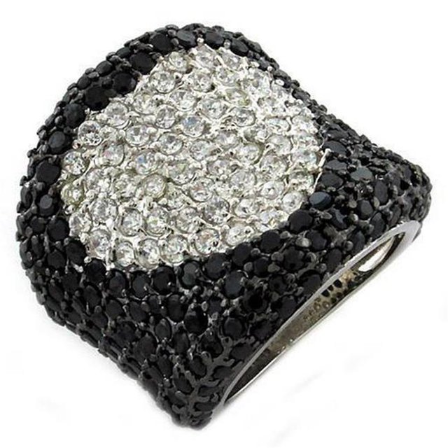 Rhodium 925 Sterling Silver Ring with AAA Grade CZ, Multi Color - Size 6