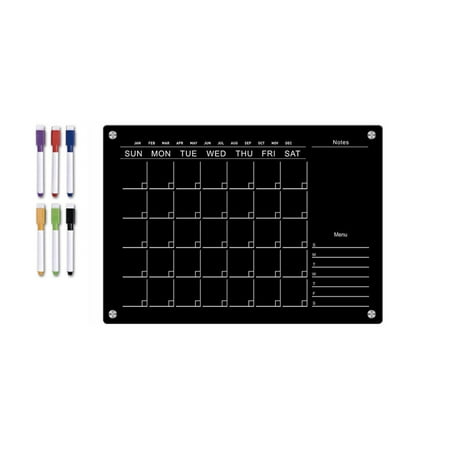 

Black Magnetic Acrylic Weekly Planning Message Board Erasable Friger Magnet