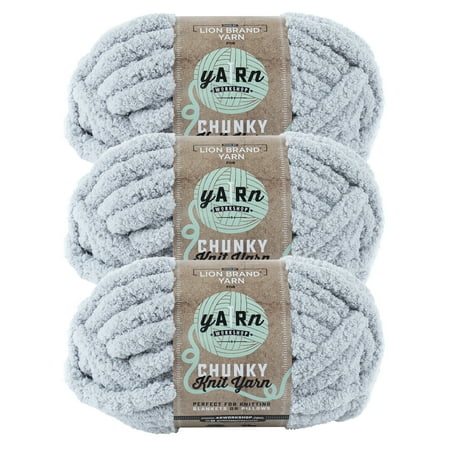UPC: 0842093122708 | Lion Brand Yarn AR Workshop Gray Jumbo Polyester Chenille Gray Yarn 3 Pack