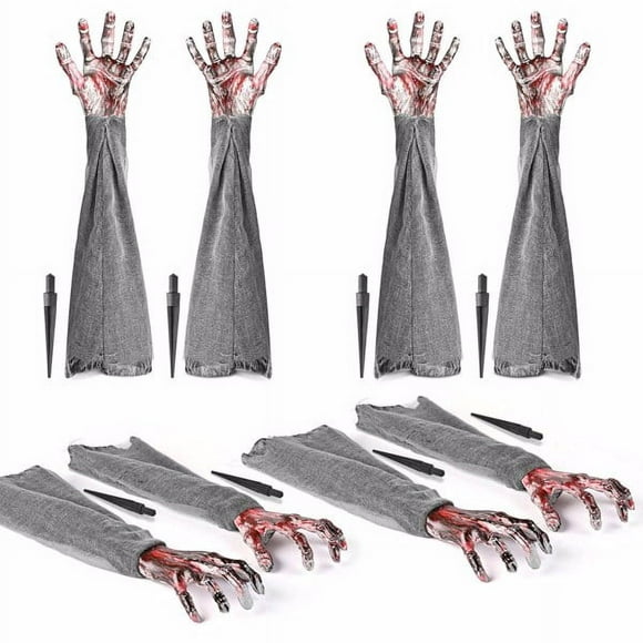 POINTERTECK Lawn Zombie Hands Scary Halloween Decoration Realistic Life Size Prop 8 Pack