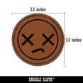 thumbnail image 2 of Kawaii Cute Dead X Eyes Face 2.5" Faux Leather Round Engraved Iron-On Patch - Brown, 2 of 6