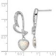 thumbnail image 2 of 925 Sterling Silver Created Opal and CZ Heart Earrings, 2 of 5