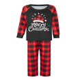 thumbnail image 3 of Family Matching Christmas Pajamas Set Santa Hat Printed Long-sleeved Tops Plaid Pants Sleepwear Pjs, 3 of 8