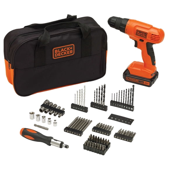 BLACK+DECKER 20V MAX* POWERCONNECT Cordless Drill Driver Kit with Drill Bit Set and Sockets, 100 pc. Tool Kit for Home, Battery and Charger Included