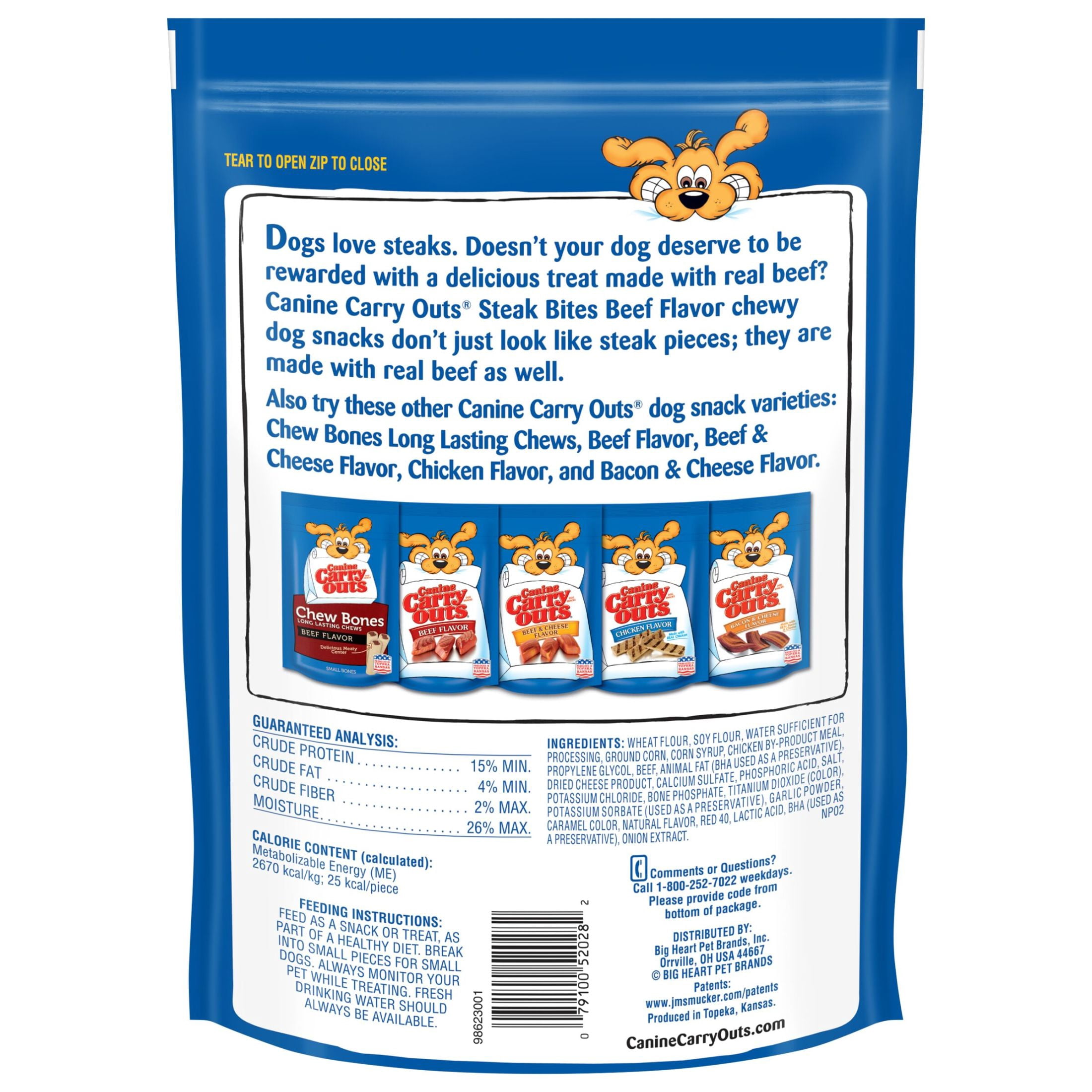 (2 pack) Canine Carry Outs Steak Bites Beef Flavor Dog Treats, 22.5oz Bag