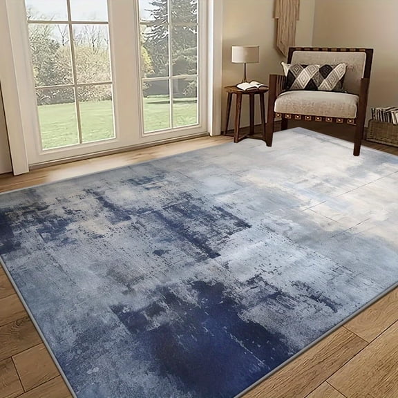 Blue & Gray Abstract Art Area Rug Vintage Medieval Style Washable Rugs Non-Slip Ultra Soft Rug Print Carpet for Office Bedroom Living Room Area Rug Home Decor 2x3ft