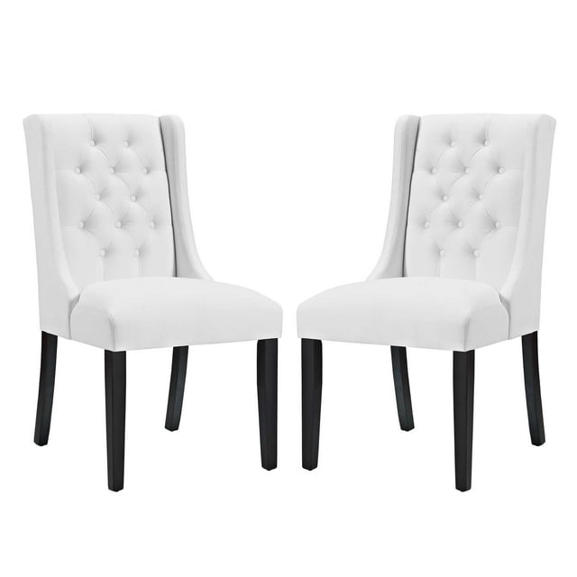 Modway Ensemble de 2 Chaises de Salle à Manger en Vinyle Blanc