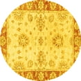 thumbnail image 1 of Ahgly Company Machine Washable Indoor Round Oriental Yellow Traditional Area Rugs, 8' Round, 1 of 4