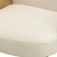 thumbnail image 5 of Miles Mid-Century Velvet Upholstered Accent Chair with Rattan Armrests, Solid Wood Legs, Ivory, 5 of 7