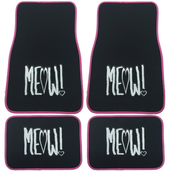 UAA Cat Lover Meow Heart Cute Universal Front & Rear Carpet Floor Mats set for Car Truck