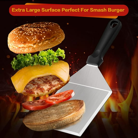 1Pcs Stainless Steel Large Grill Spatula -Heavy-Duty Metal Spatula with Cutting Edges, Kitchen Griddle Accessories, Smashed Burger Turner Scraper for BBQ Grill and Flat Top Griddle